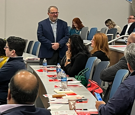 David Ulicne leads a discussion in an executive education course