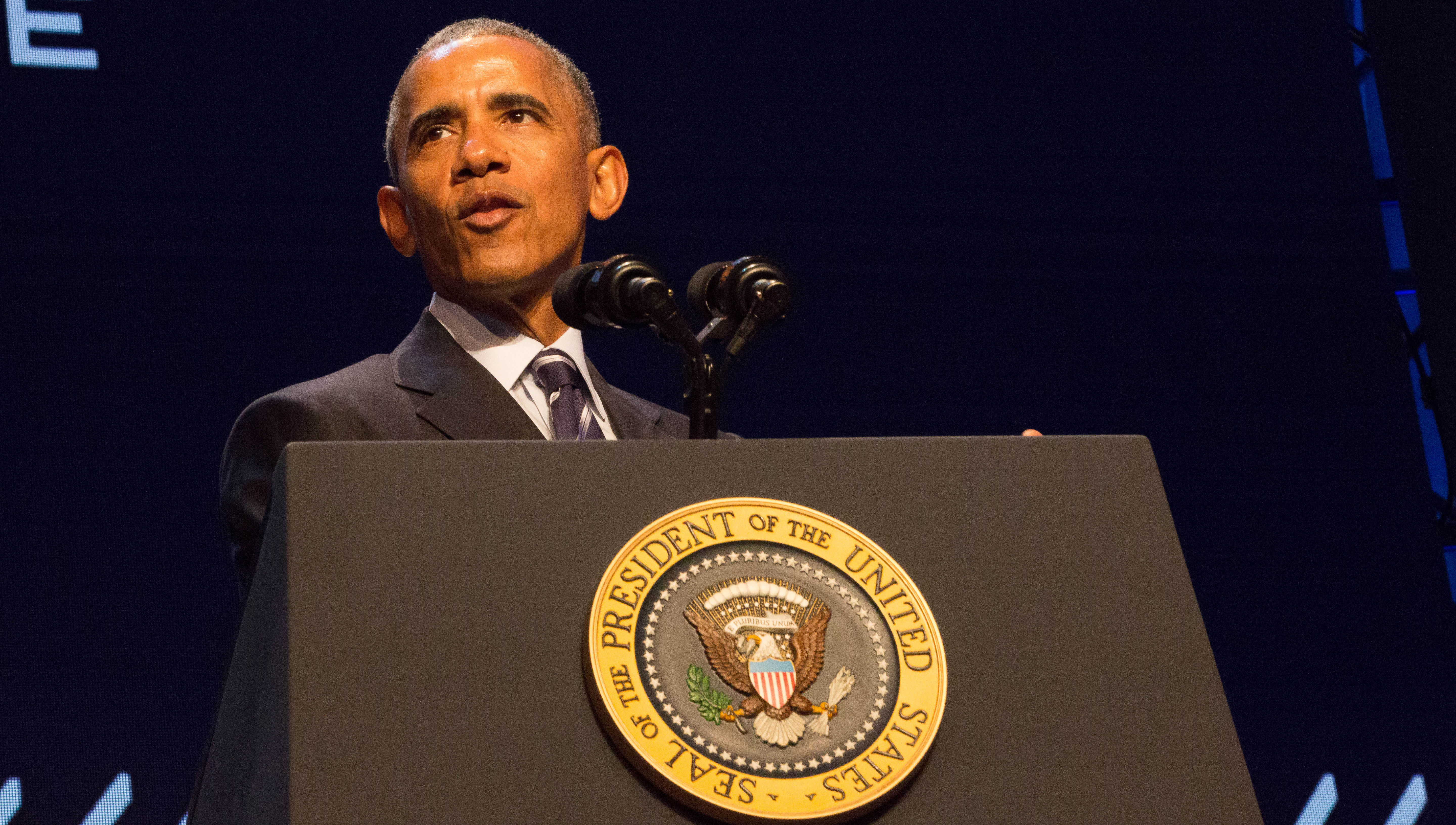 President Barack Obama speaking at Carnegie Mellon University