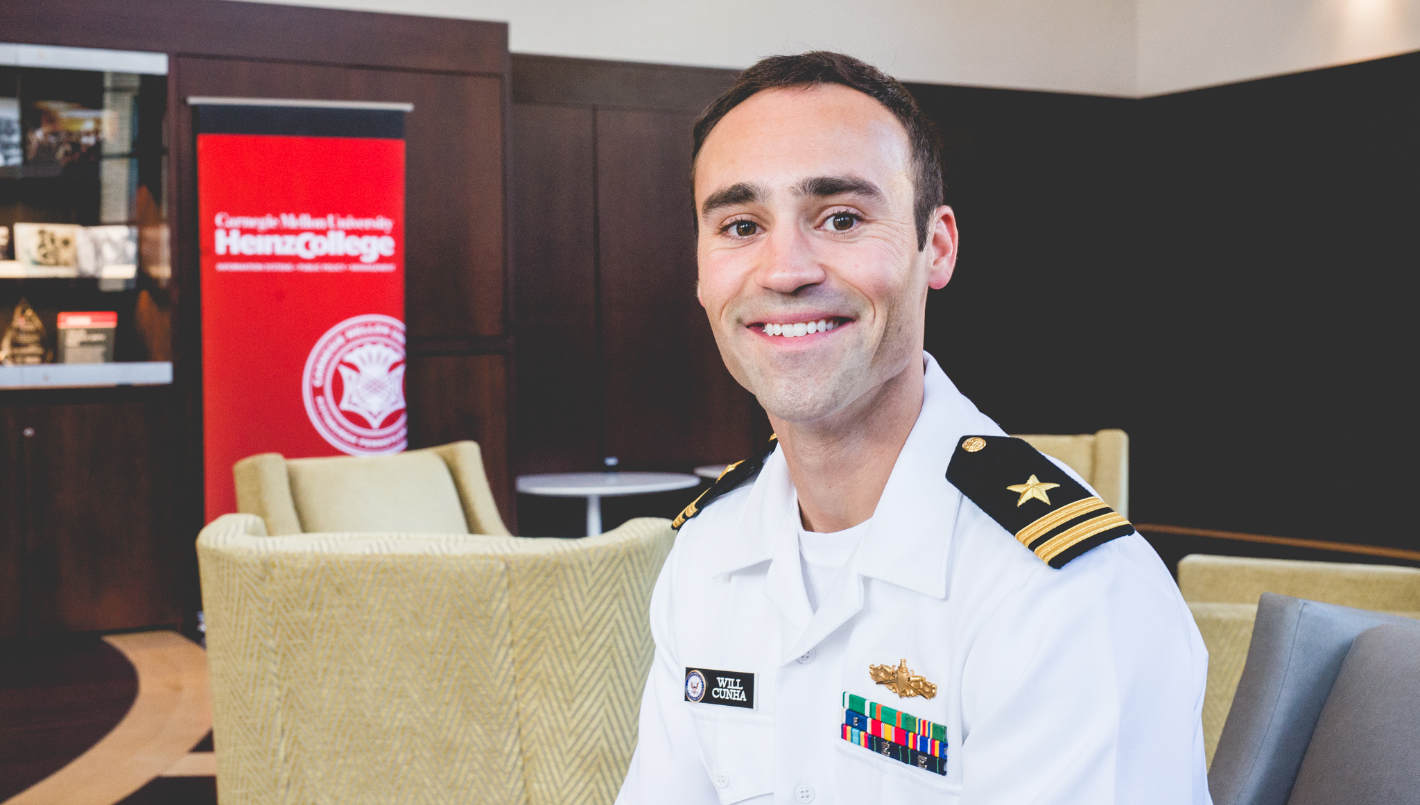 Lieutenant Will Cunha, Heinz College student and veteran of the United States Navy