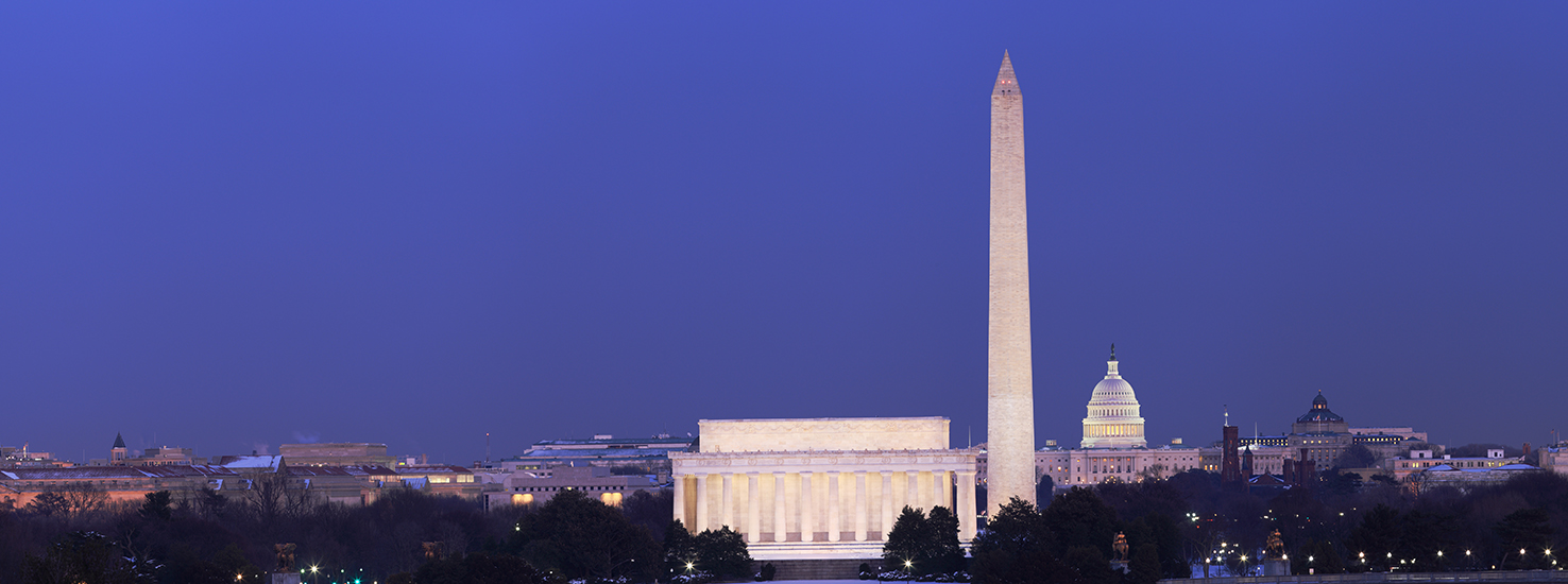 Washington, D.C., monuments at night, Capitol, Washington Monument