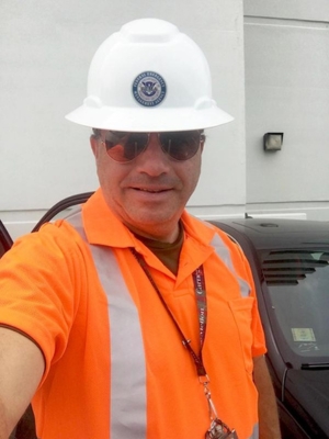 Douglas Owens in hardhat and field gear while working for FEMA in Puerto Rico